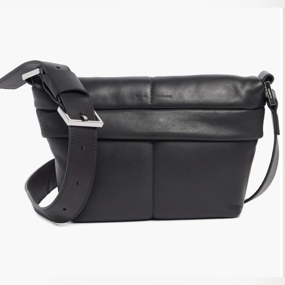 NWT All Saints Black Leather Shoulder Bag